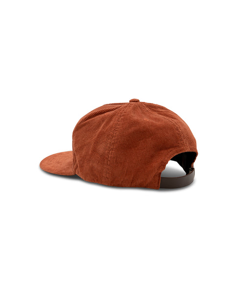 Brushstroke Hat in Rust with Embroidered Birdwell, Back View