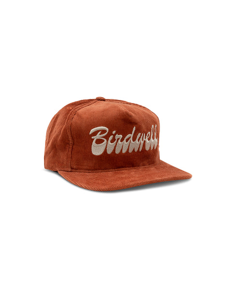 Brushstroke Hat in Rust with Embroidered Birdwell, Side View