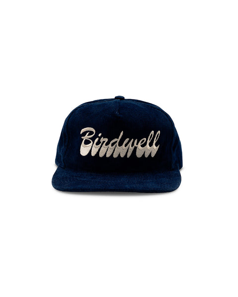 Brushstroke Hat in Navy with Embroidered Birdwell, Front View