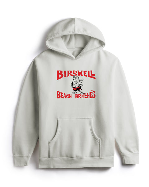 License Plate Hoodie - Cement, Front View with License Plate Logo in Milk